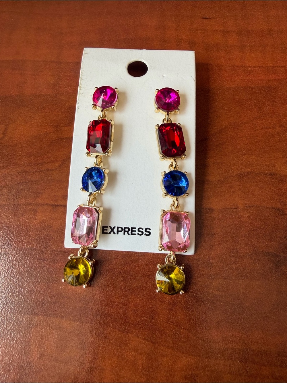 Express Multicolor Faceted Crystal Drop Earrings